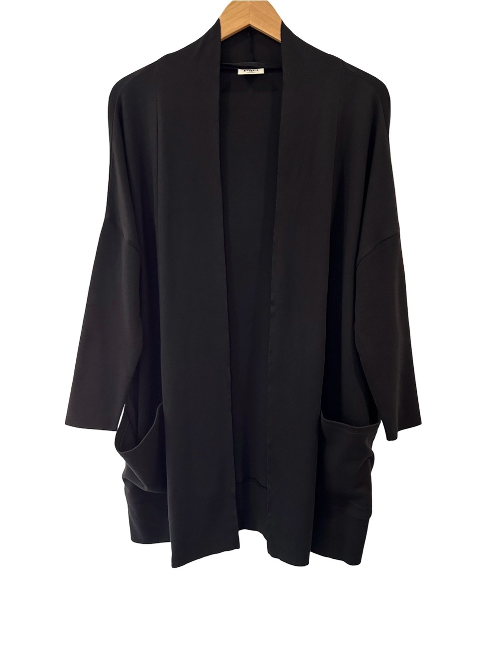 Pact women’s Airplane Wrap Cardigan open M/L black oversized soft travel NWOT
